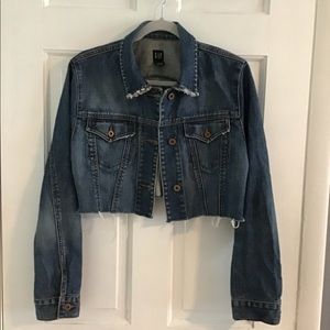 GAP Crop Jean Jacket Distressed 100% Cotton